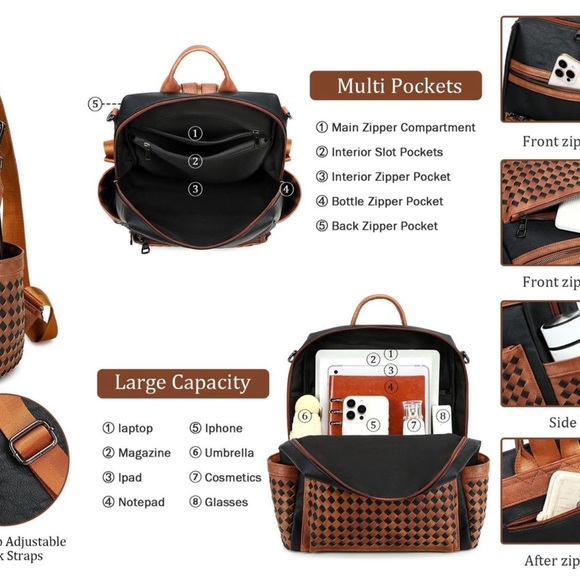 Leather Backpack Purse for Women Designer Ladies Shoulder Bag Fashion Faux new main image 4